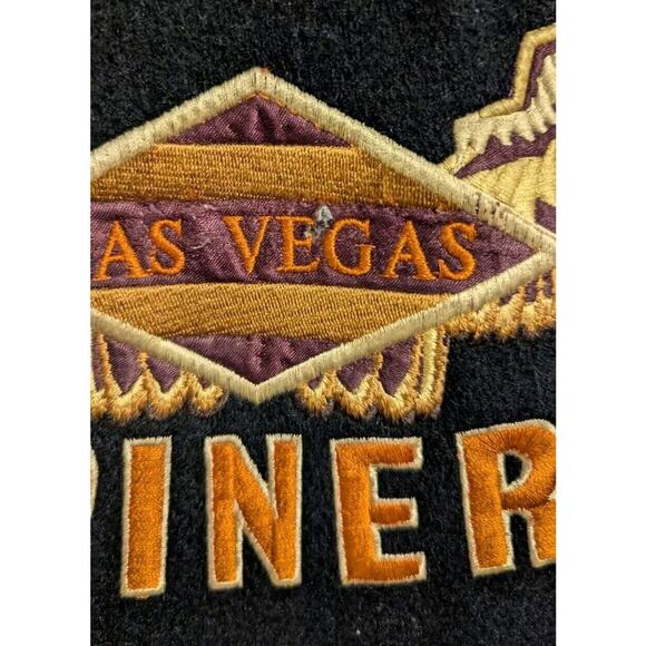 Vintage Boogie's Diner Las Vegas Bomber Varsity Jacket Wool Leather Black Large - Picture 13 of 16